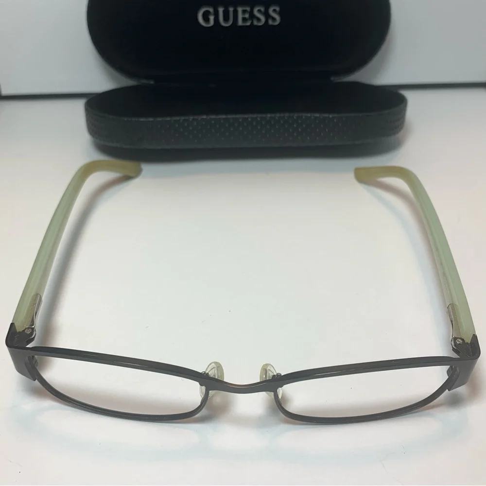 GUESS Full Rim Eyeglasses 52-18-135 Bronze Metal Frame/Pale Green Opaque Arms